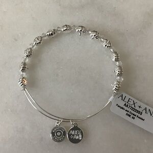 Alex and Ani Silver Crystal & Bead Charm Bracelet, Brand New